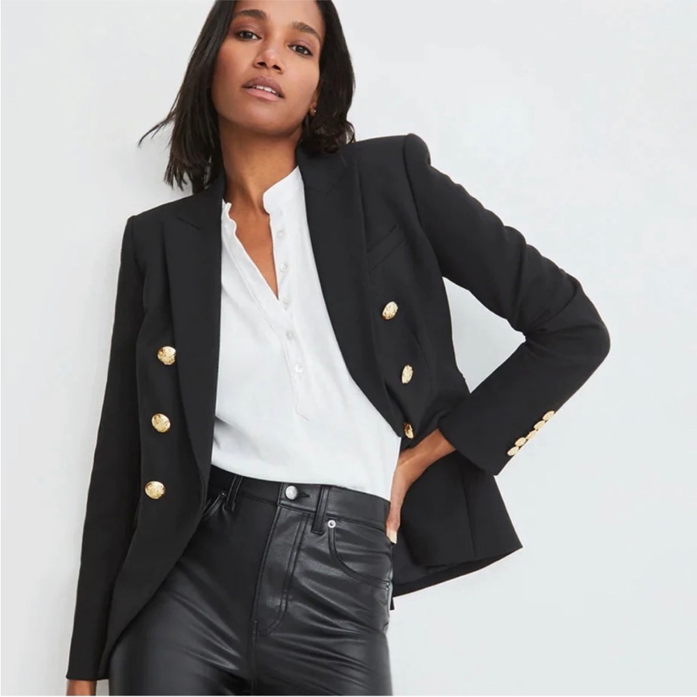Veronica Beard Black Double-Breasted Blazer with Gold Buttons - Picture 6 of 16